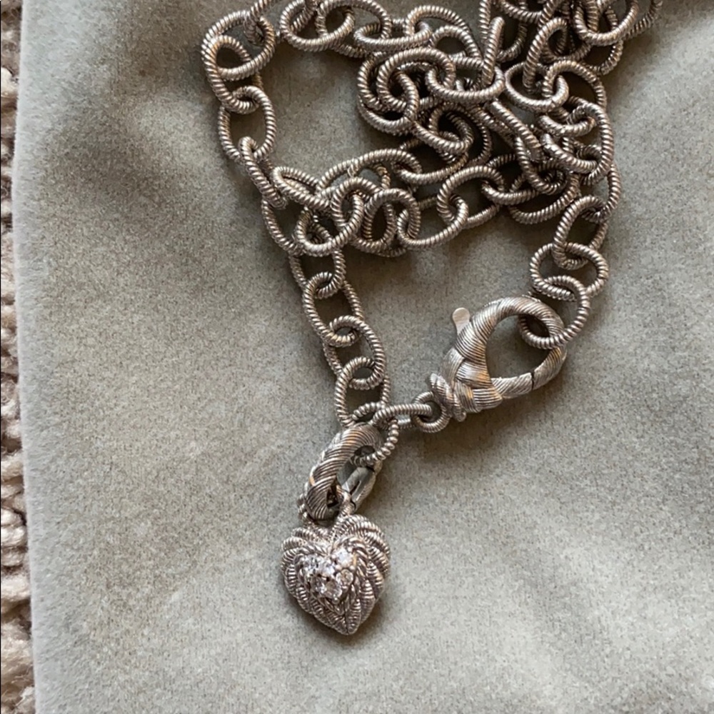 AUTHENTIC JUDITH RIPKA CHAIN AND HEART PENDANT